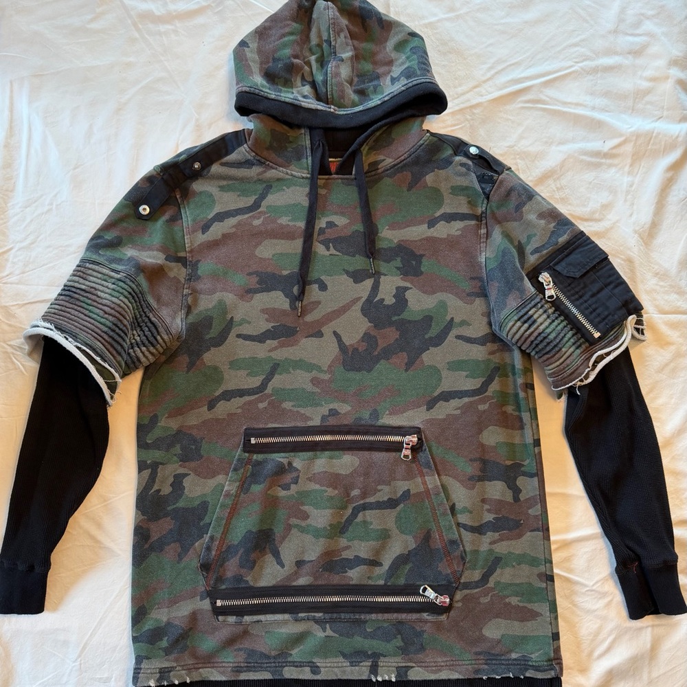 Vintage Americana Camouflage Hooded Sweatshirt